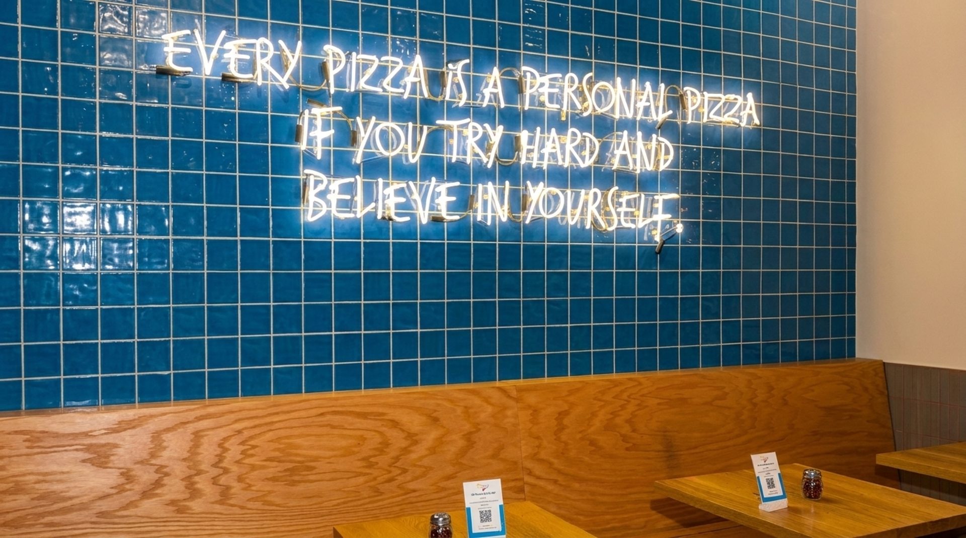 Blue Tile, Neon Signs, Checkered Floors